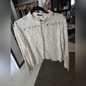 Vintage Beaded Cream Lace Women's Top Size 14